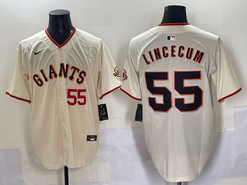 Men 2025 San Francisco Giants 55 Lincecum Cream Game Nike MLB Jersey style 4